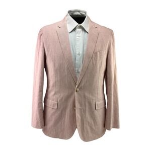 J. Crew Ludlow Blazer 41R Red White Stripe Linen Cotton Blend Sport Coat